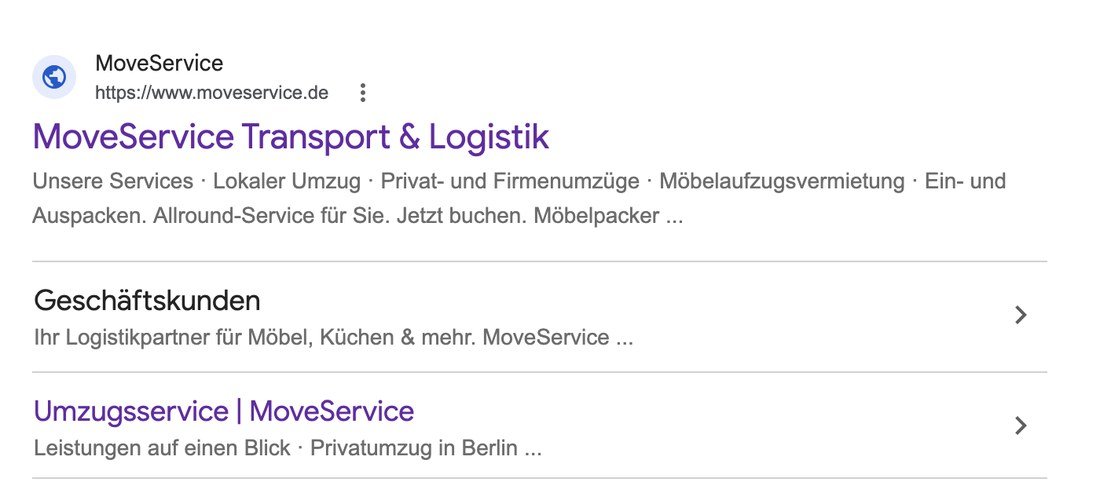MoveService in der Google-Suche